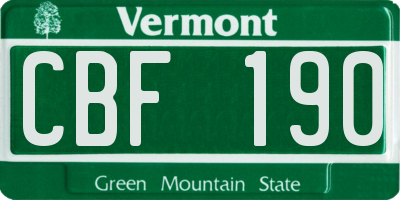 VT license plate CBF190
