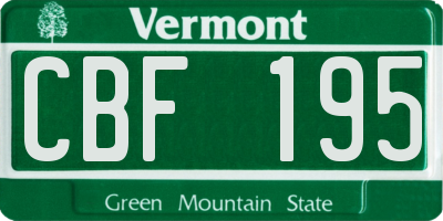 VT license plate CBF195