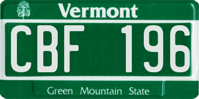 VT license plate CBF196