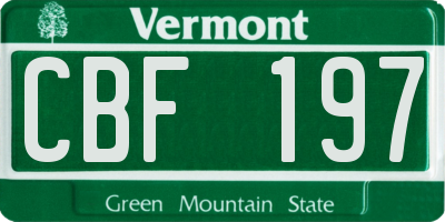 VT license plate CBF197