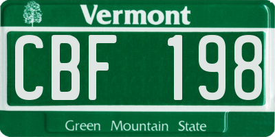 VT license plate CBF198
