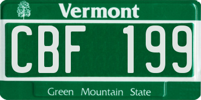 VT license plate CBF199