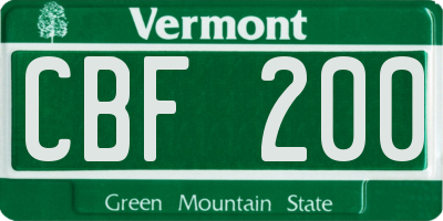 VT license plate CBF200