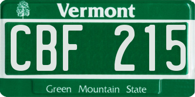 VT license plate CBF215