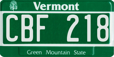 VT license plate CBF218