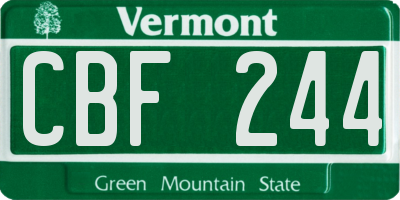 VT license plate CBF244