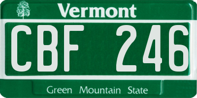 VT license plate CBF246