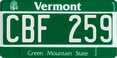 VT license plate CBF259