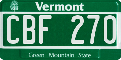 VT license plate CBF270