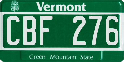 VT license plate CBF276