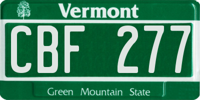 VT license plate CBF277