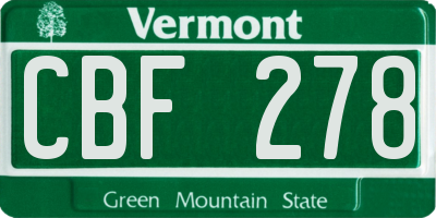 VT license plate CBF278