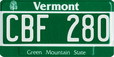 VT license plate CBF280
