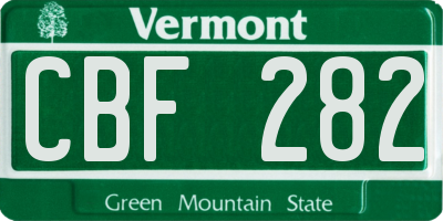VT license plate CBF282