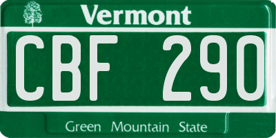 VT license plate CBF290