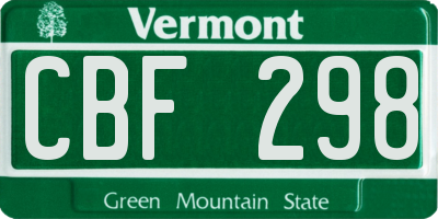 VT license plate CBF298