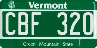 VT license plate CBF320