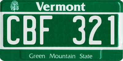 VT license plate CBF321