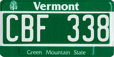 VT license plate CBF338
