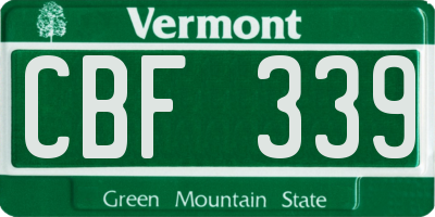 VT license plate CBF339