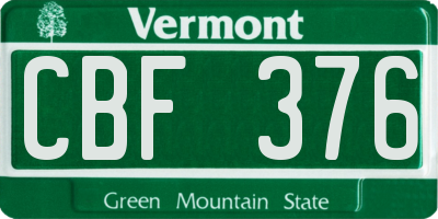 VT license plate CBF376
