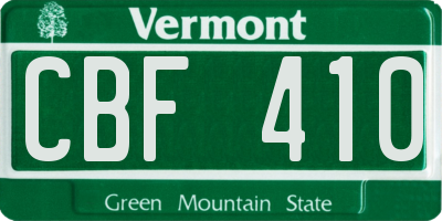 VT license plate CBF410