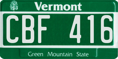 VT license plate CBF416