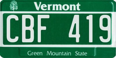 VT license plate CBF419