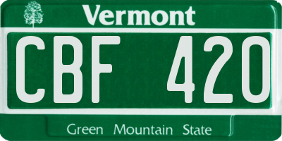 VT license plate CBF420