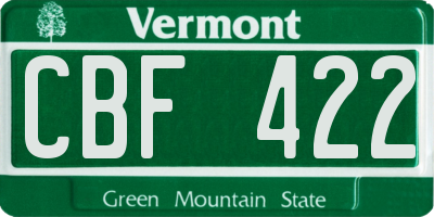 VT license plate CBF422