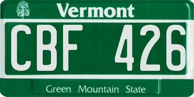 VT license plate CBF426