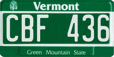 VT license plate CBF436