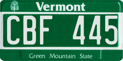 VT license plate CBF445