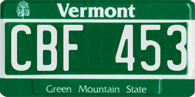 VT license plate CBF453