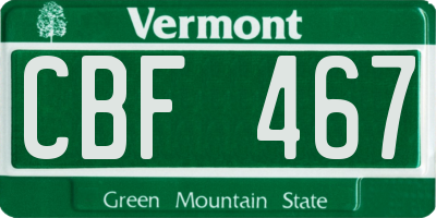 VT license plate CBF467