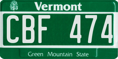 VT license plate CBF474