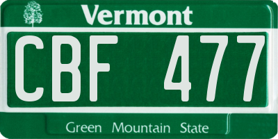 VT license plate CBF477