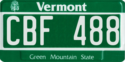 VT license plate CBF488