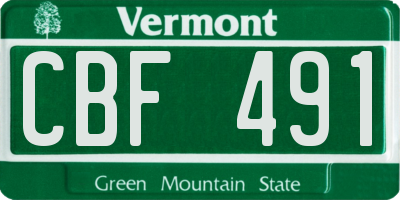VT license plate CBF491