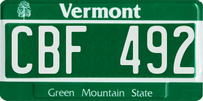 VT license plate CBF492