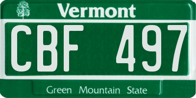 VT license plate CBF497