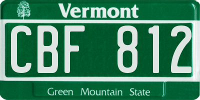 VT license plate CBF812