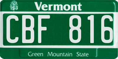 VT license plate CBF816