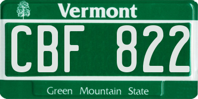 VT license plate CBF822