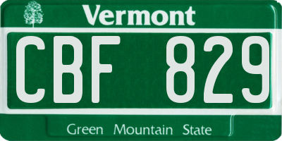 VT license plate CBF829