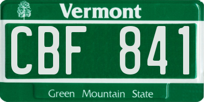 VT license plate CBF841