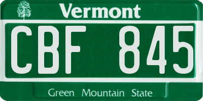 VT license plate CBF845