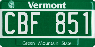 VT license plate CBF851