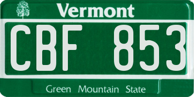 VT license plate CBF853
