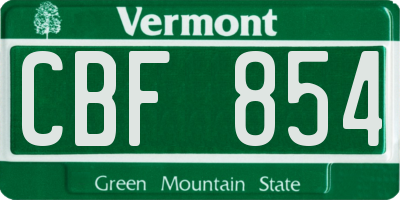VT license plate CBF854